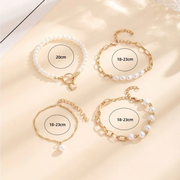 ✨NEW 4 Piece Pearl Beaded QT Buckle Bracelet - Picture 4 of 5